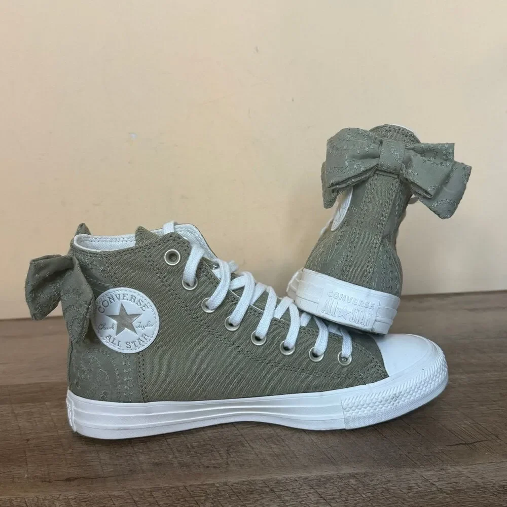 Converse Chuck Taylor All Star Lift High Bow shoes size 8.5 Mossy Sloth Green - Picture 2 of 8